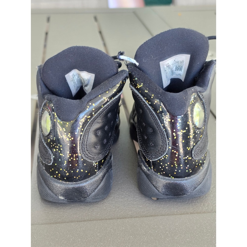 Jordan 13 Retro Gold Glitter Black Basketball Shoes DC9444-007 Kids 13C